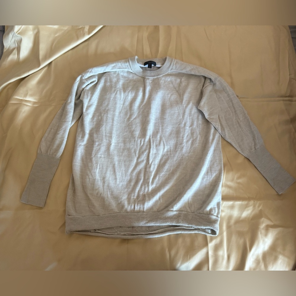 J Crew Women’s Crew Neck Merino Wool Blend Beige Long Sleeve Sweater Size M